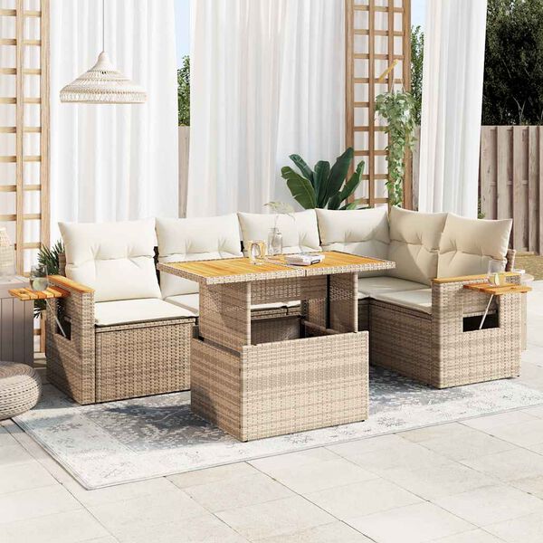 vidaXL Garden Sofa Set Beige, Cream white