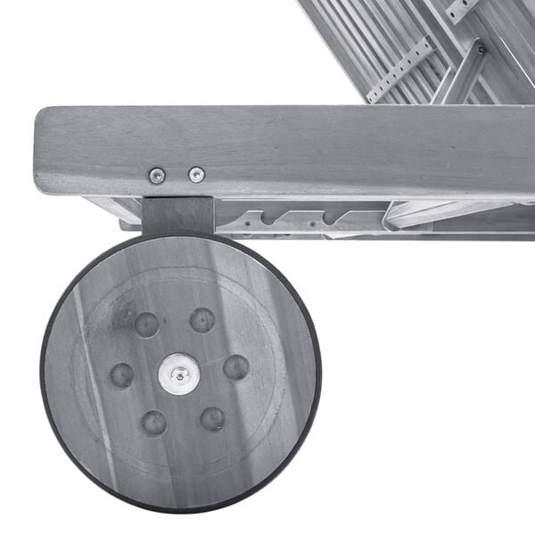 vidaXL Sunlounger Grey Solid acacia wood Height-Adjustable Rectangular