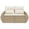 vidaXL Garden Sofa Beige PE Rattan, Powder-Coated Steel 2-seater Modular