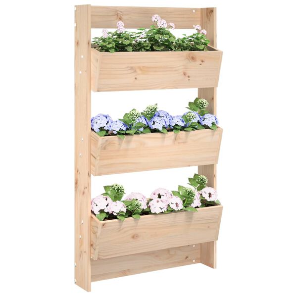 vidaXL Wall Planter Natural Pine Solid Pine Wood 23.6x7.3x43.3 in