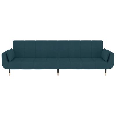 vidaXL 2-Seater Sofa Bed with Two Pillows Blue Velvet