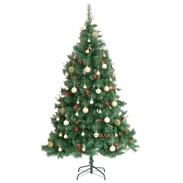 vidaXL Artificial Hinged Christmas Tree 300 LEDs & Ball Set 82.7"