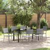 vidaXL Garden Dining Set with Cushion 7 pcs Grey Poly Rattan