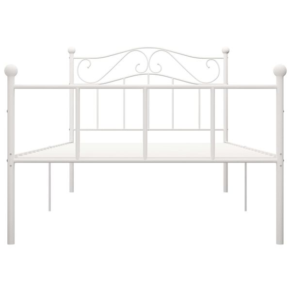 vidaXL Bed Frame White Metal Twin Durable Bed Frame Rectangular