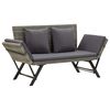 vidaXL Garden Bench Grey Poly rattan, powder-coated steel, 100% Polyester