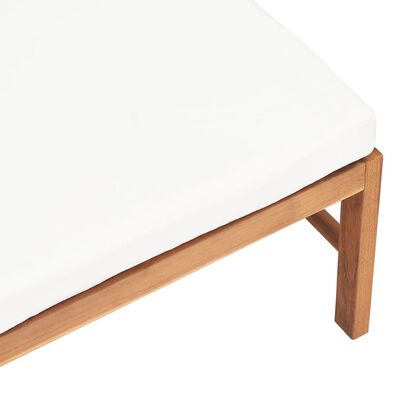 vidaXL Footrest with Cream Cushion Solid Teak Wood