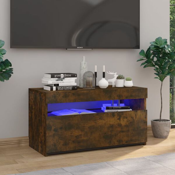 vidaXL TV Cabinet Smoked oak Engineered wood Medium TV Cabinet