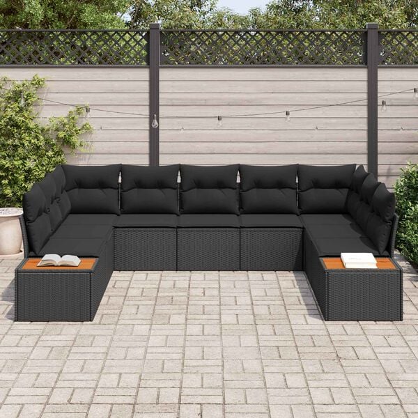 vidaXL Garden Sofa Set with Cushion 5 pcs Black Poly Rattan