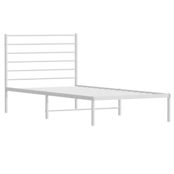 vidaXL Bed Frame White Powder-Coated Steel Small Single Bed Frame