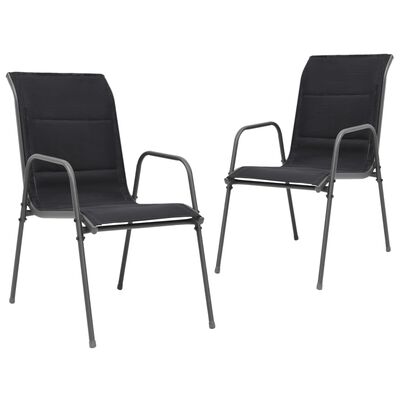 vidaXL Stackable Patio Chairs 2 pcs Steel and Textilene Black
