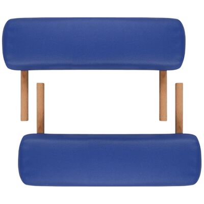 vidaXL Blue Foldable Massage Table 3 Zones with Wooden Frame