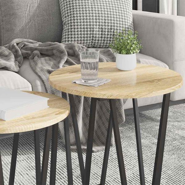 vidaXL Side Table Set 2 pcs Sonoma Oak and Black