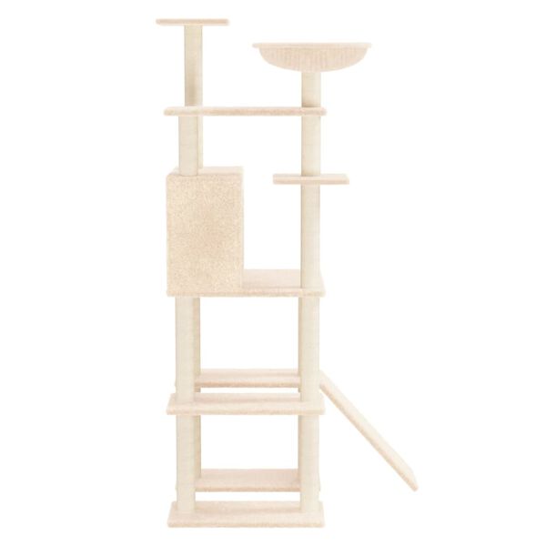 vidaXL Cat Tree Cream Engineered wood, plush, sisal 65.4 in tall