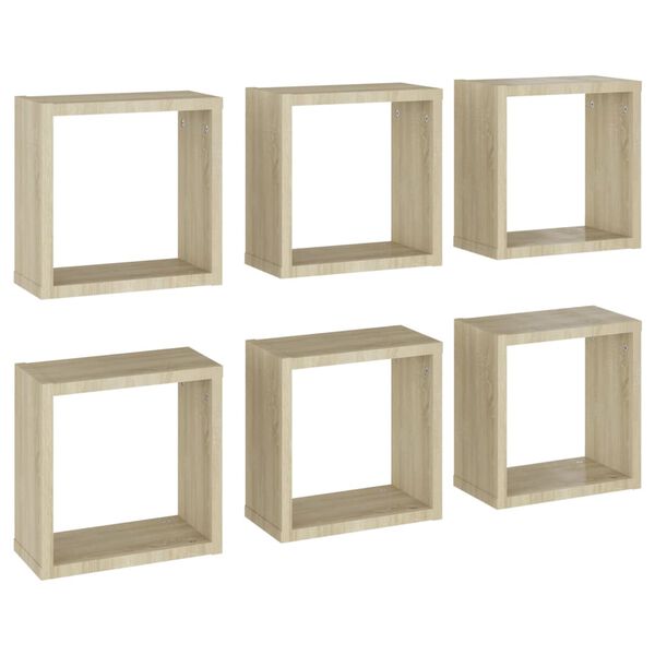vidaXL Cube Shelf Set of 6 Sonoma Oak Engineered Wood