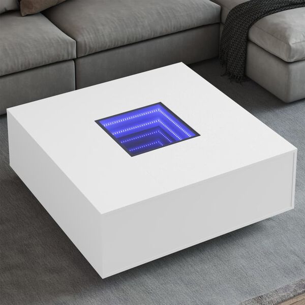 vidaXL Coffee Table White Engineered wood, tempered glass