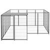 vidaXL Dog Kennel Black and Silver Gray Polyethylene, Powder-coated steel