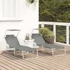 vidaXL Sunlounger Grey Powder-coated steel Single Foldable