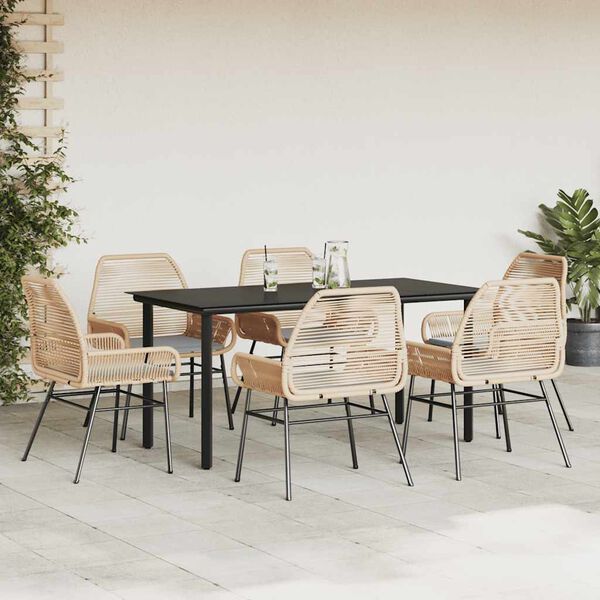 vidaXL Garden Dining Set Brown PE rattan 6-seater Durable