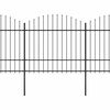 vidaXL Garden Fence with Spear Top Steel 141.3"x68.9" Black