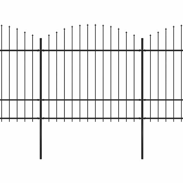 vidaXL Garden Fence with Spear Top Steel 141.3"x68.9" Black