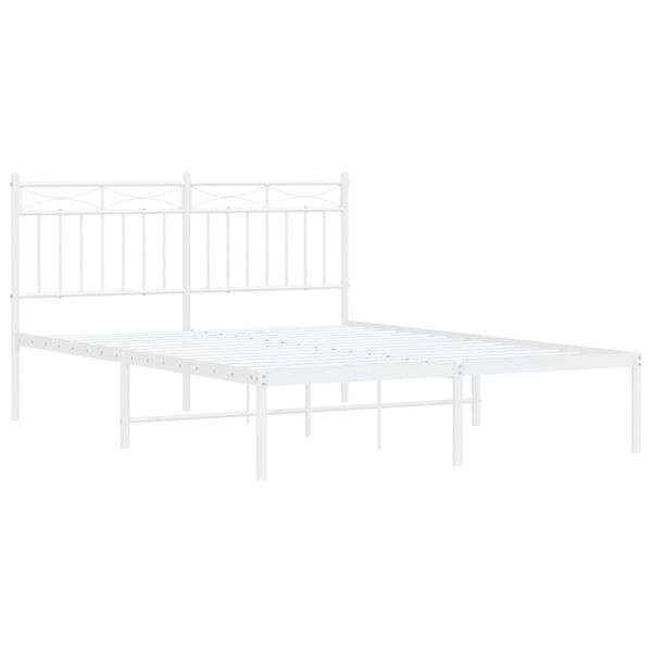 vidaXL Bed Frame White Powder-coated steel Full Bed Frame Rectangular
