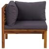 vidaXL Corner Sofa Dark grey Solid acacia wood, 100% polyester Standard