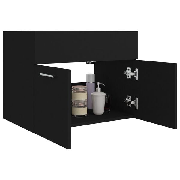vidaXL Sink Cabinet Black Engineered Wood Medium Sink Cabinet