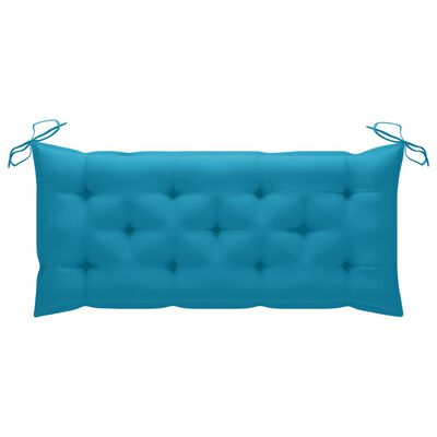 vidaXL Swing Bench with Light Blue Cushion 47.2" Solid Teak Wood