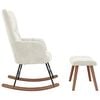 vidaXL Rocking Chair With Stool Cream White Velvet Medium Rocking Chair