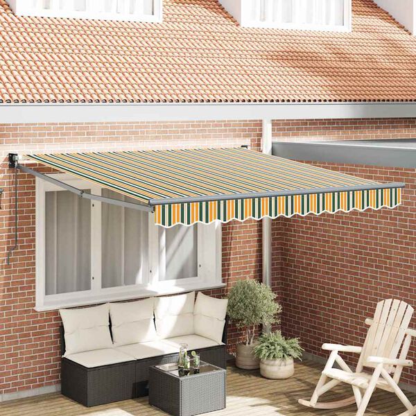 vidaXL Awning Green and yellow 118.11" x 98.43" Polyester and metal