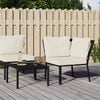 vidaXL Patio Chair Set of 2 Black and sand Powder-coated steel
