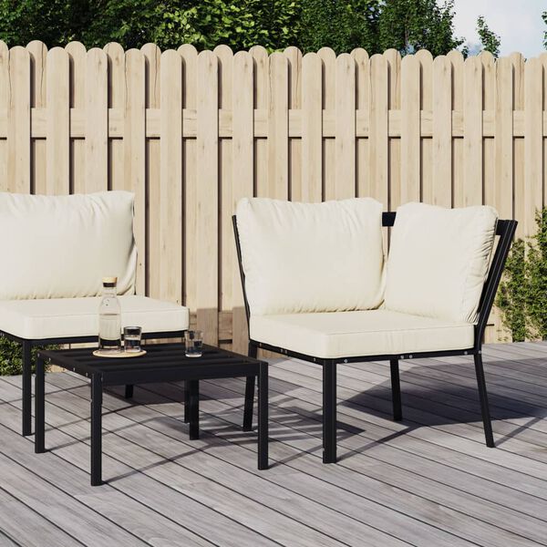 vidaXL Patio Chair Set of 2 Black and sand Powder-coated steel