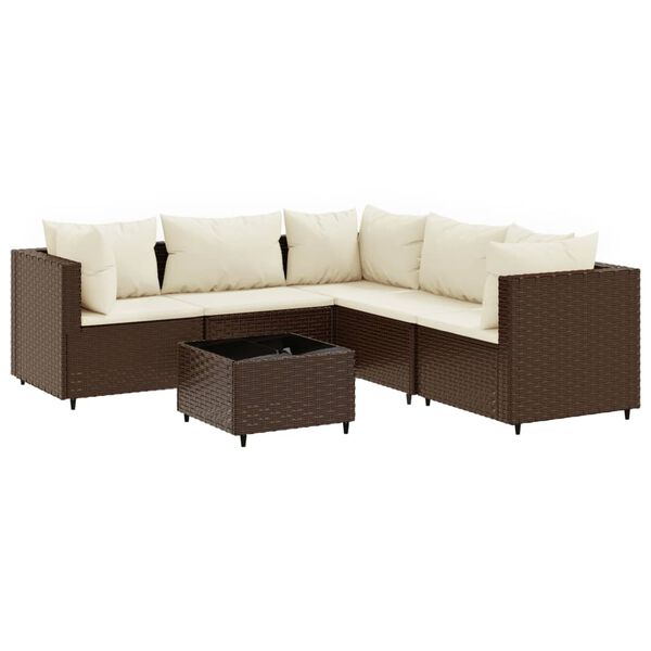 vidaXL Patio Lounge Set Brown PE rattan 6-piece Modular Stylish