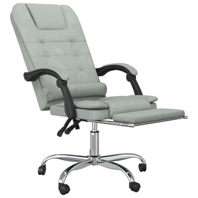 vidaXL Massage Reclining Office Chair Light Gray Velvet