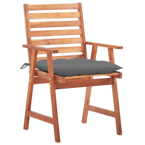 vidaXL Outdoor Chair Set of 3 Natural Wood, Grey