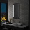 vidaXL Bathroom Mirror Silver Glass, Aluminum 23.6 x 39.4 in Lights