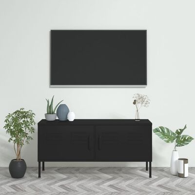 vidaXL TV Stand Black 41.3"x13.8"x19.7" Steel