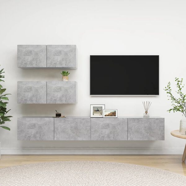 vidaXL TV Cabinet Set Set of 4 Concrete Grey Engineered Wood