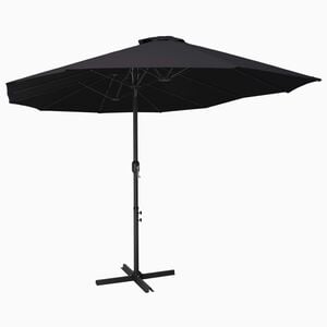 vidaXL Parasol Black Polyester fabric, Aluminum pole and ribs Extra Large