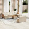 vidaXL Garden Sofa Set Beige PE rattan Large Adjustable Armrests