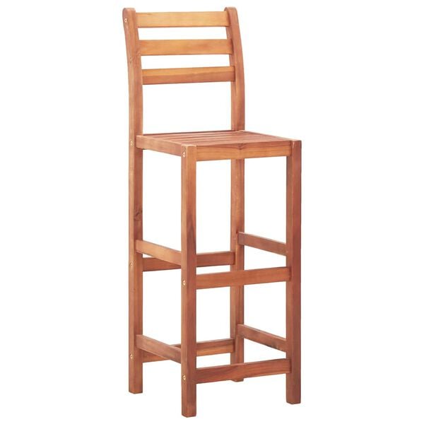 vidaXL Bar Chair Set of 2 Natural wood Solid Acacia wood Standard