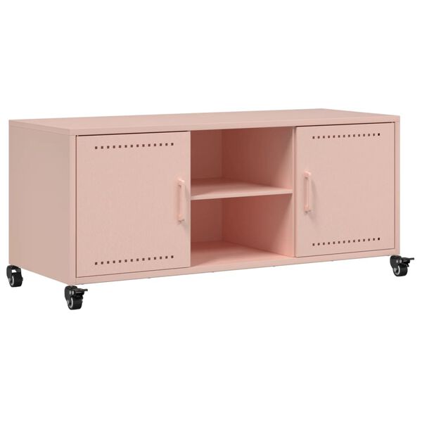 vidaXL TV Cabinet Pink Cold-rolled steel 39.4x15.4x17.1 in TV Cabinet