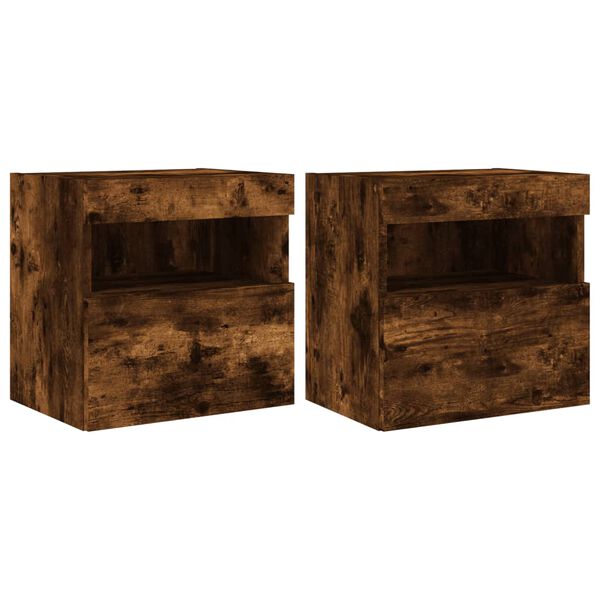vidaXL TV Wall Cabinet Set of 2 Smoked oak Engineered wood Medium