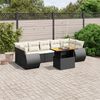 vidaXL Garden Sofa Set Black PE rattan 7-seater Adjustable Armrests