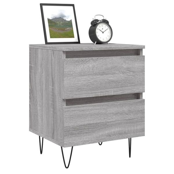 vidaXL Bedside Cabinet Set of 2 Grey Sonoma Engineered wood, Iron Medium