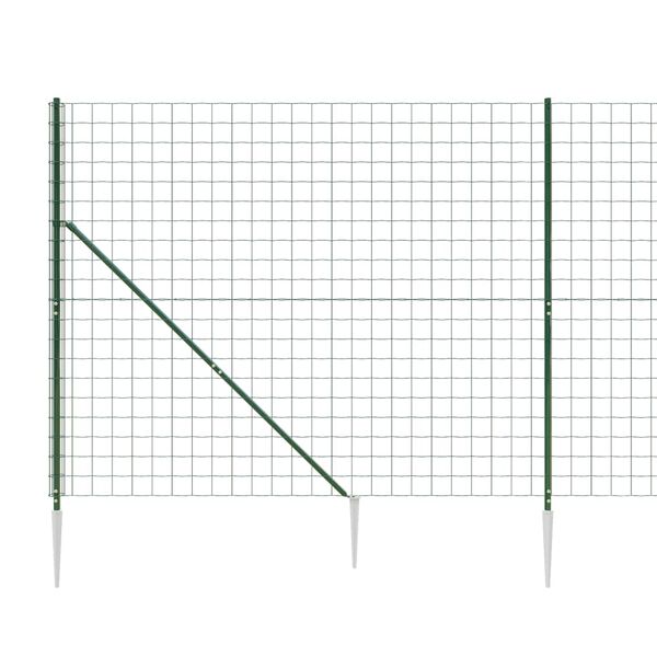 vidaXL Wire Mesh Fence with Spike Anchors Green 5.9x32.8'