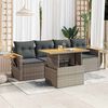 vidaXL Garden Sofa Set Grey PE rattan 5 Piece Set Adjustable Feet