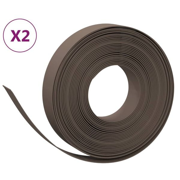 vidaXL Garden Edgings 2 pcs Brown 32.8' 3.9" Polyethylene