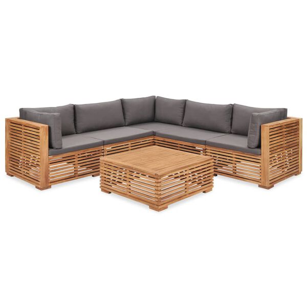 vidaXL 6 Piece Garden Lounge Set with Cushions Solid Teak Wood
