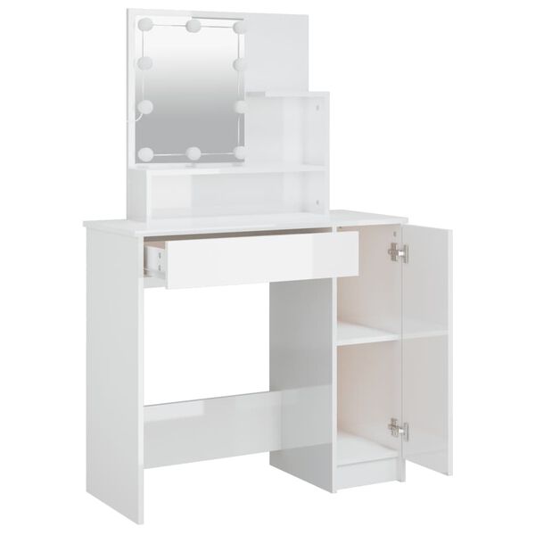 vidaXL Dressing Table Glossy White Engineered wood, Acrylic Dressing Table